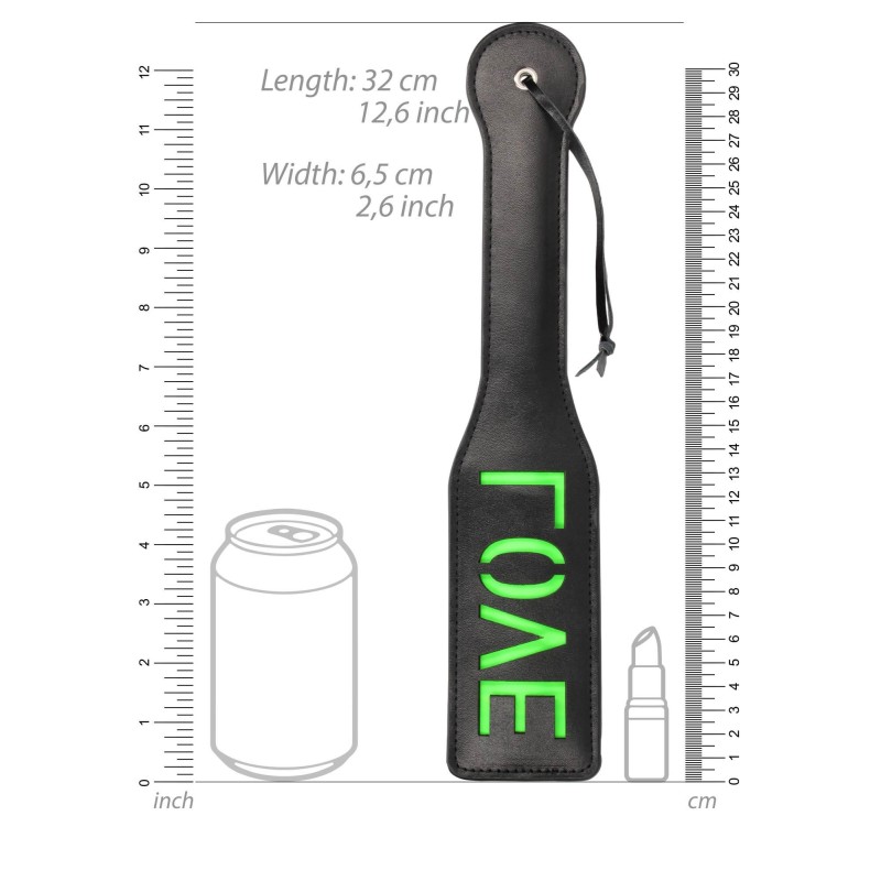 'Love'' Paddle - Glow in the Dark - Black/Neon Green